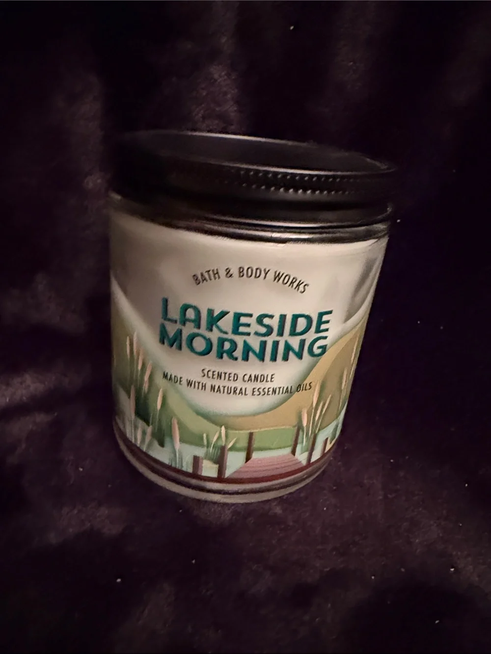 Bath & Body Works Lakeside Morning Candle - Teal & Cream Label
